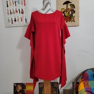 Bebe | Red Tie Sleeves Shift Dress